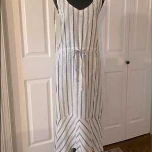 High low linen blend dress